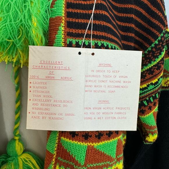 Helen Sue Vtg 70s Southwest Motifs Print Cardigan Tassel Tie Closure Bohemian - Picture 10 of 14